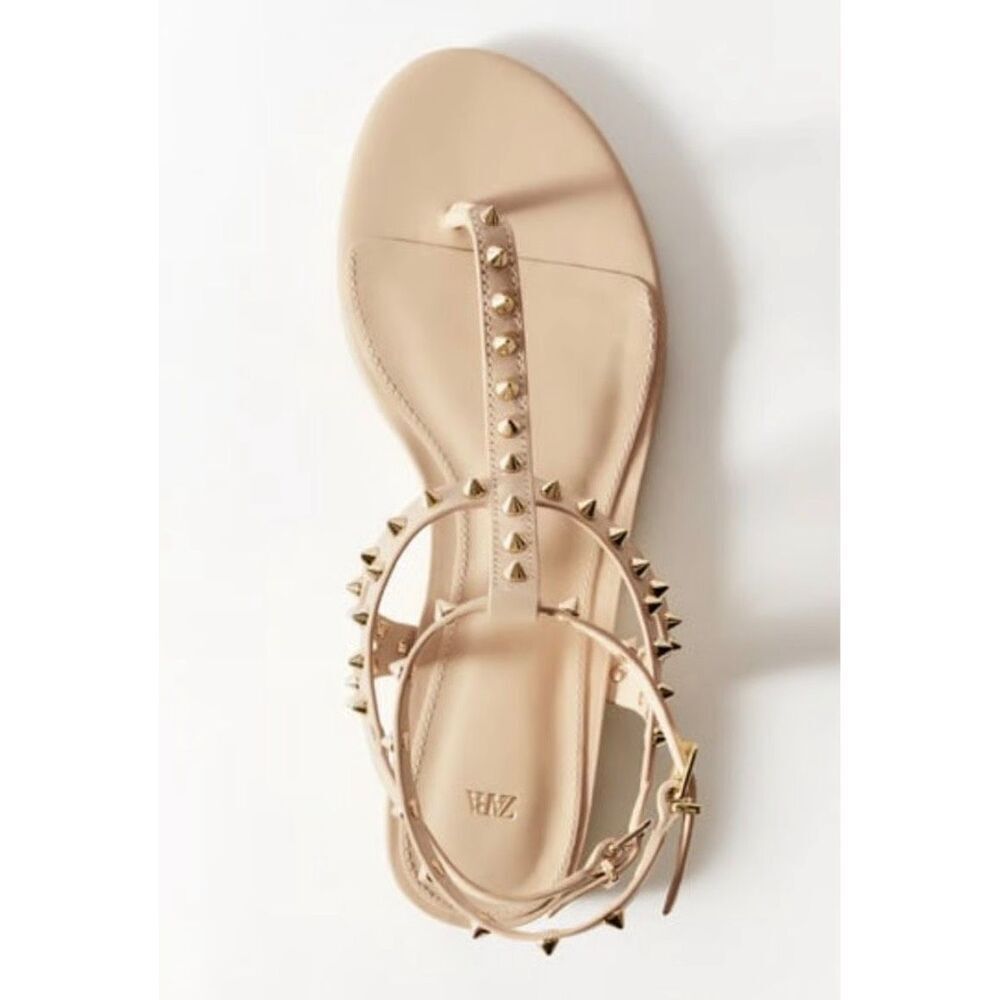 Zara Leather Studded Sandals - Picture 2 of 6